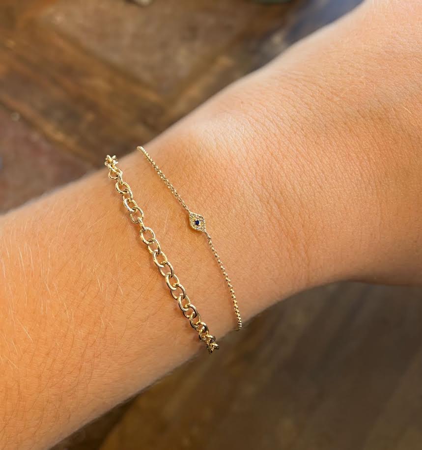 Diamond and Blue Sapphire Evil Eye Bracelet