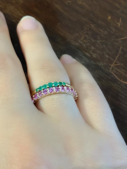 Pink Sapphire Anniversary Band