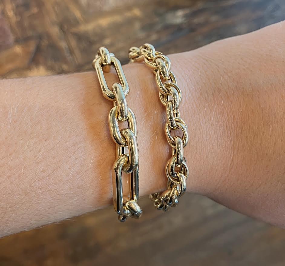 Open Double Link Gold Bracelet