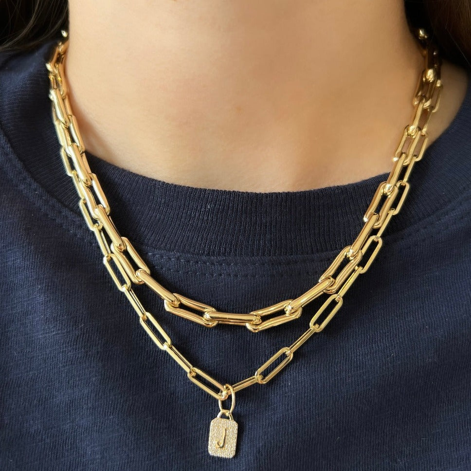 Elongated Gold Chain Necklace