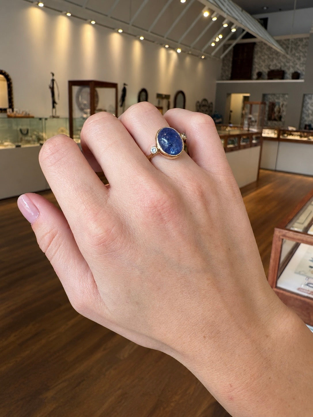 Tanzanite & Diamond Textured Ring