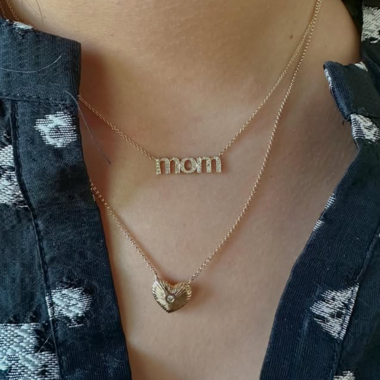 Diamond "mom" Necklace
