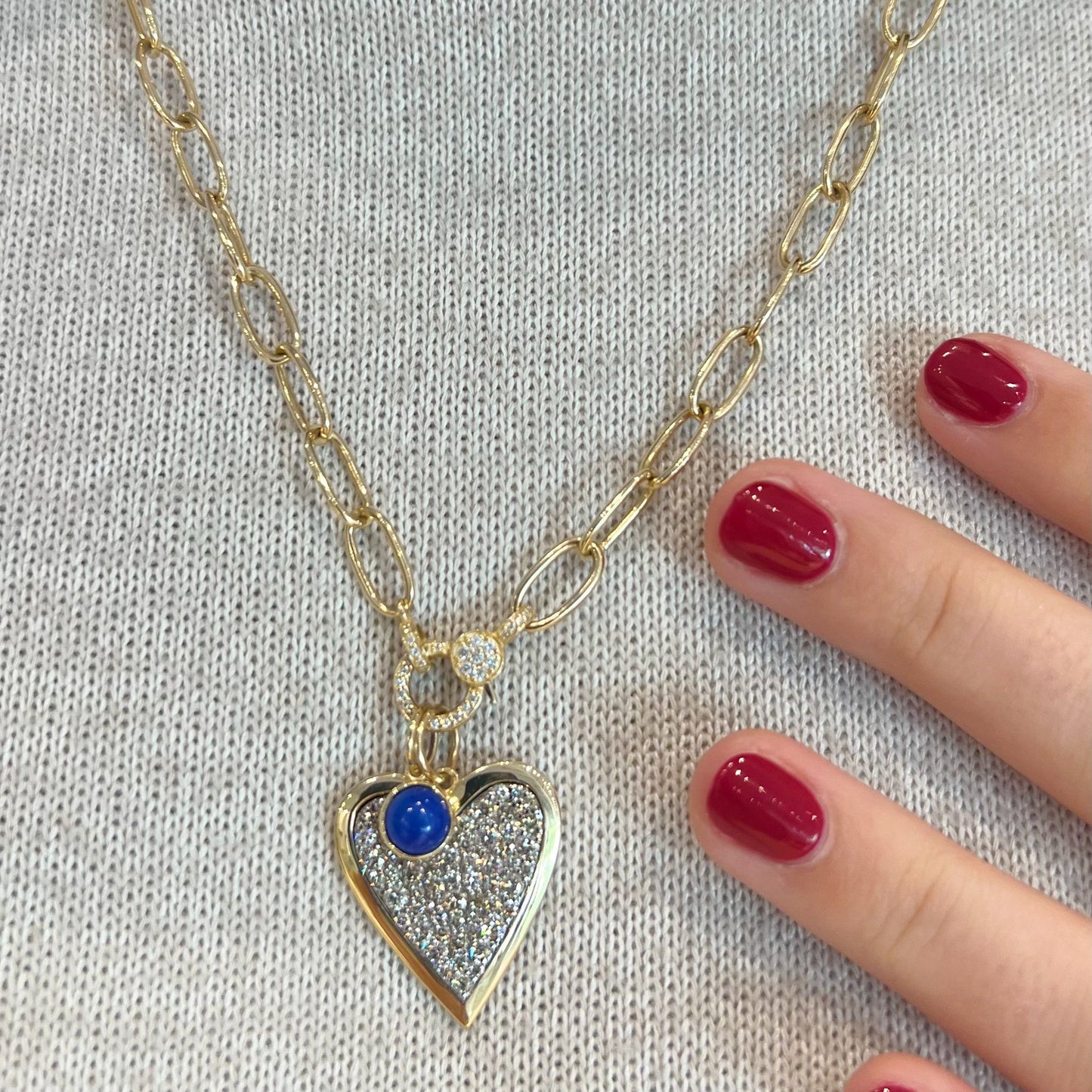 Mixed Metal Diamond Heart Pendant