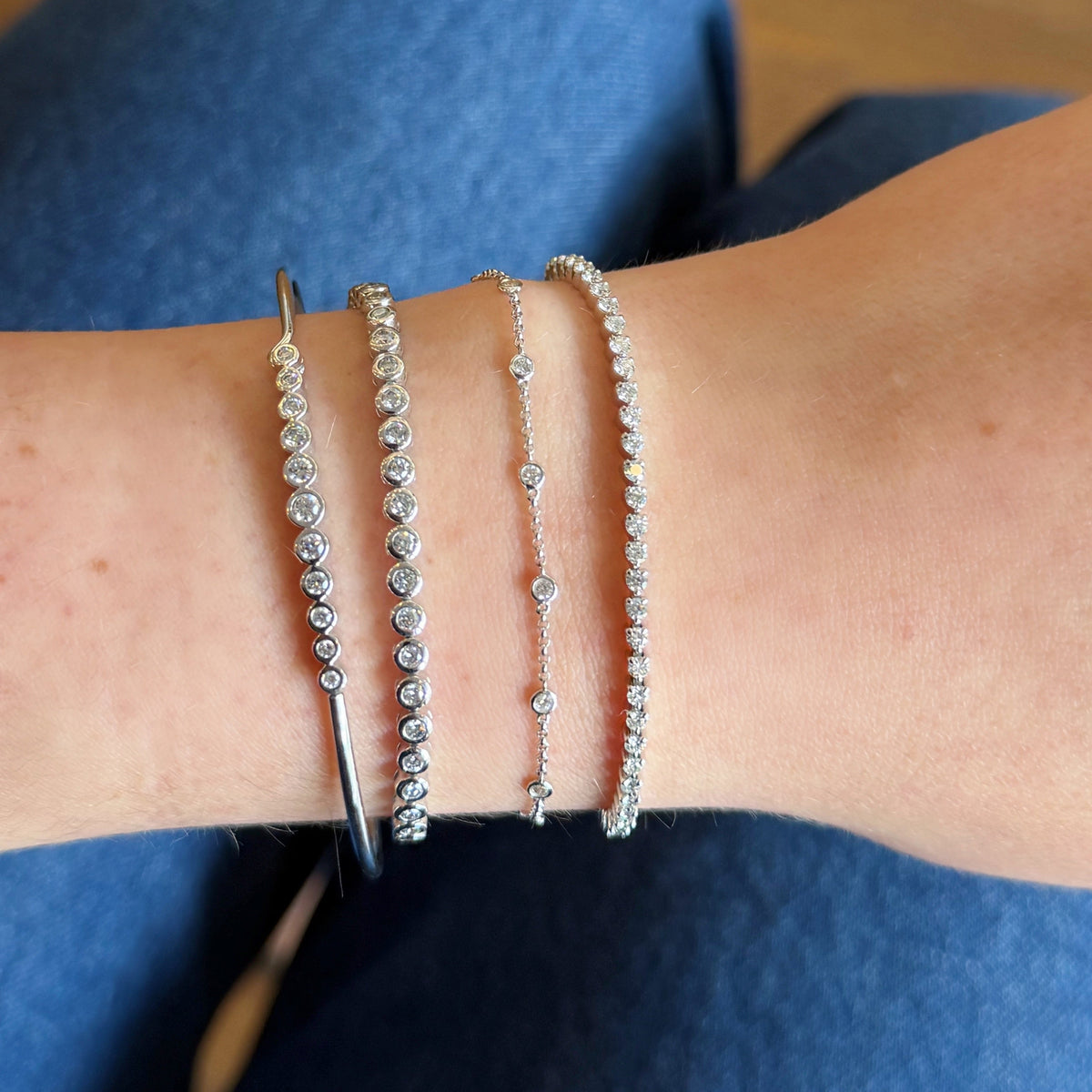 White Gold Bezel Set Diamond Tennis Bracelet