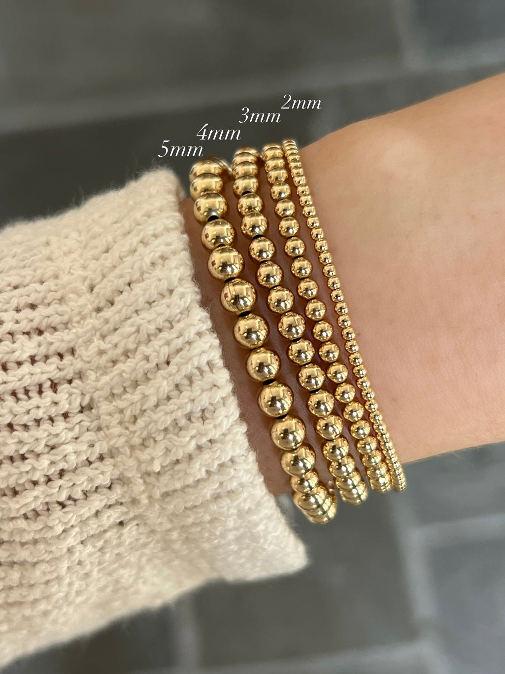 3mm Gold Bead Stretch Bracelet