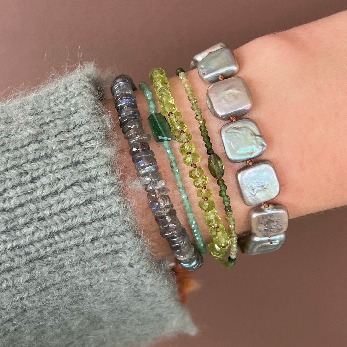 Beaded Emerald Bracelet With Slab Accent