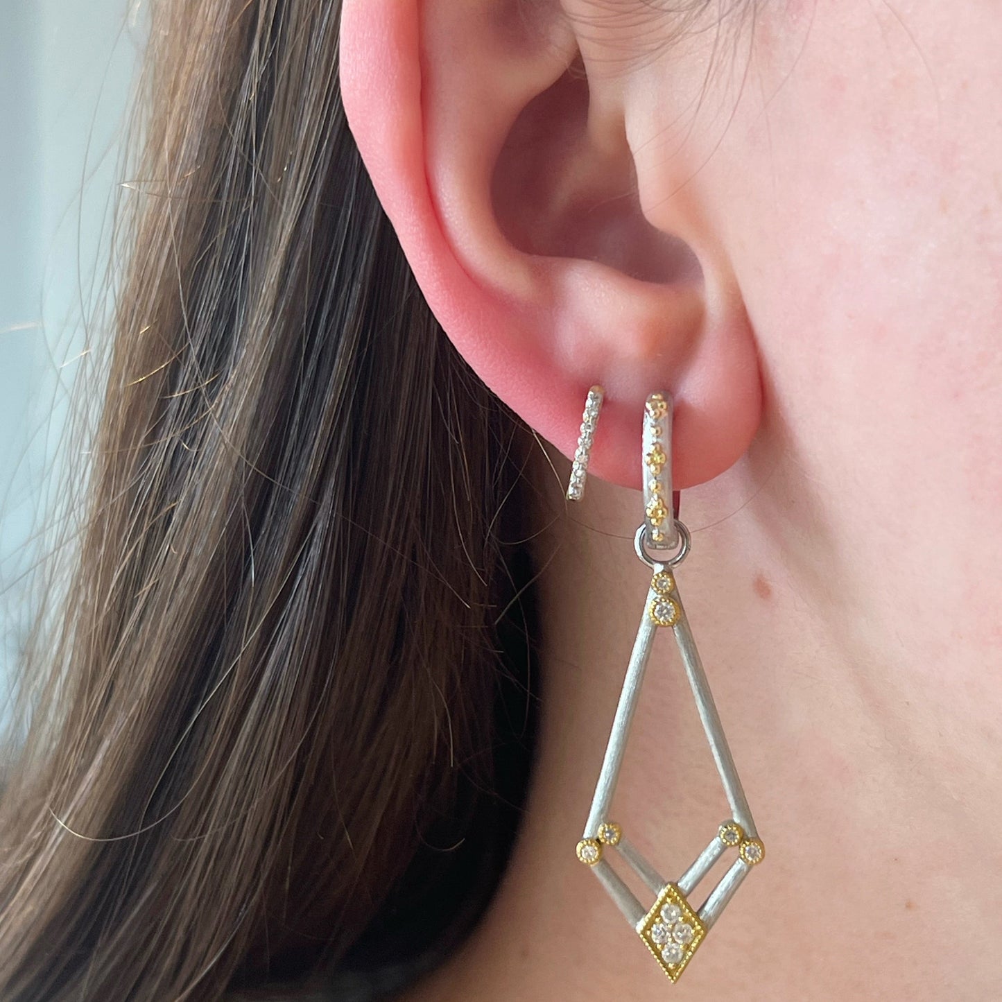 Mixed Metal Dual Diamond Earring Charms