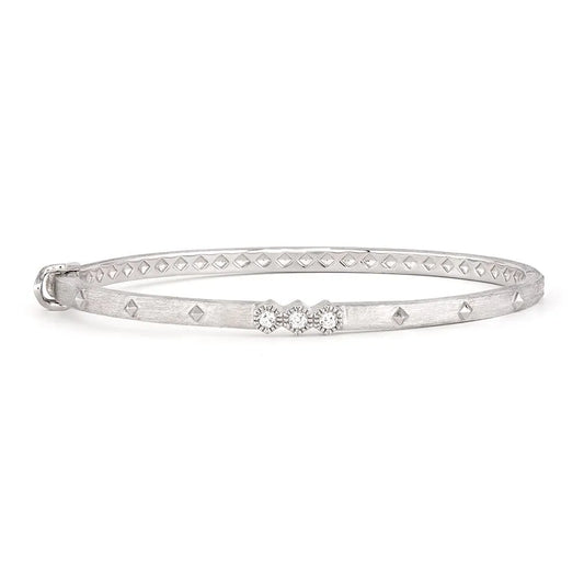 Sterling Silver White Topaz Hexagon Bangle