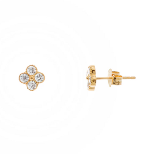 Bezel Flower Studs