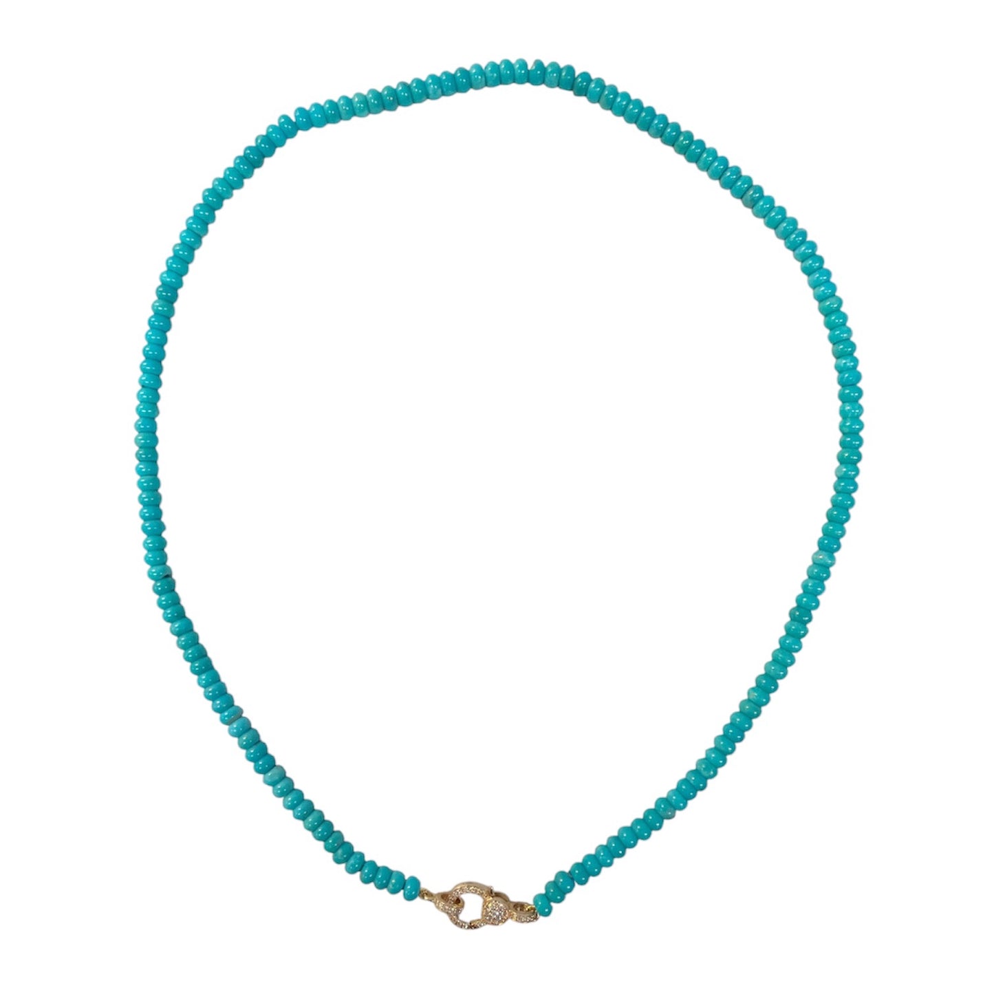 Turquoise Beaded Necklace with Diamond Clasp