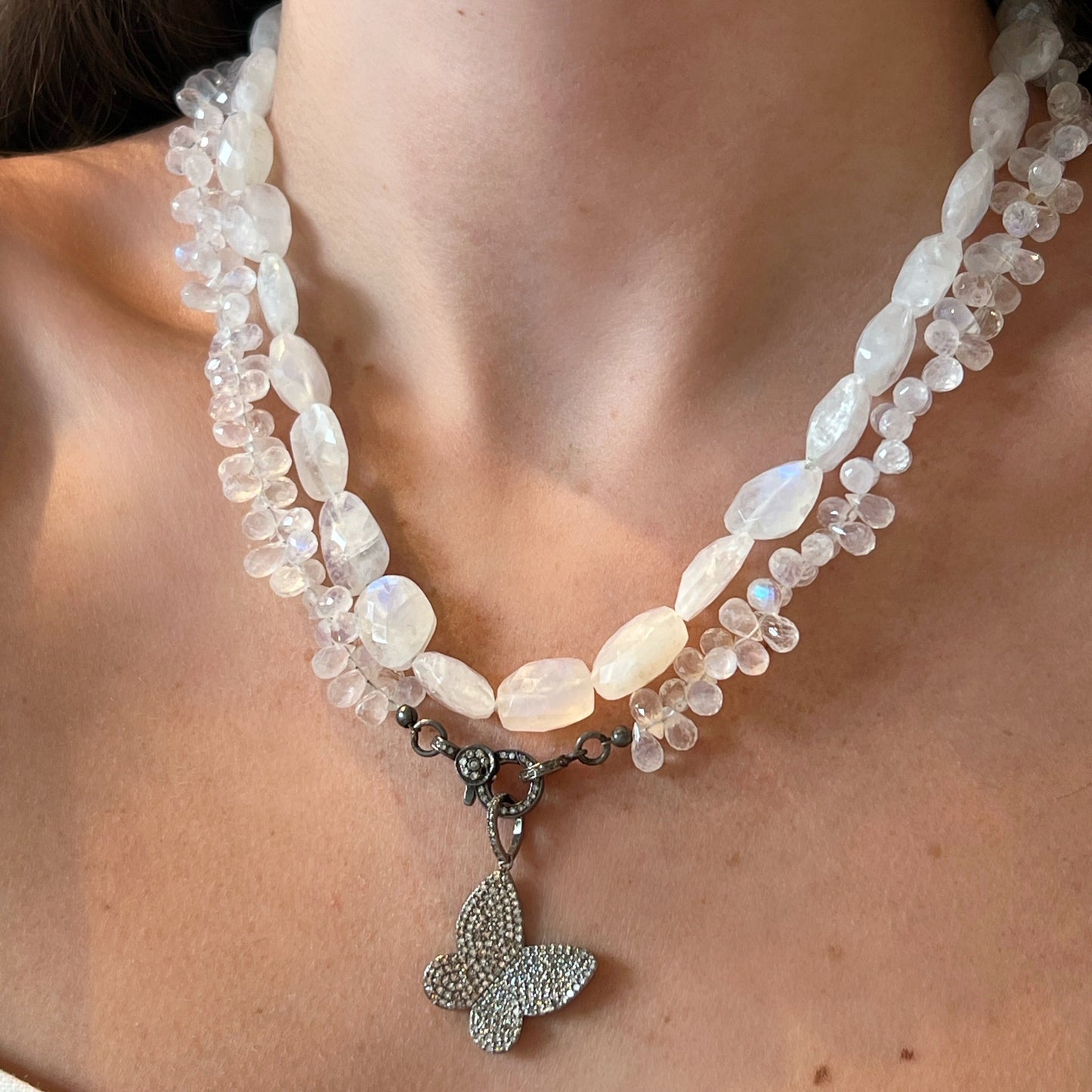 Rainbow Moonstone Beaded Necklace