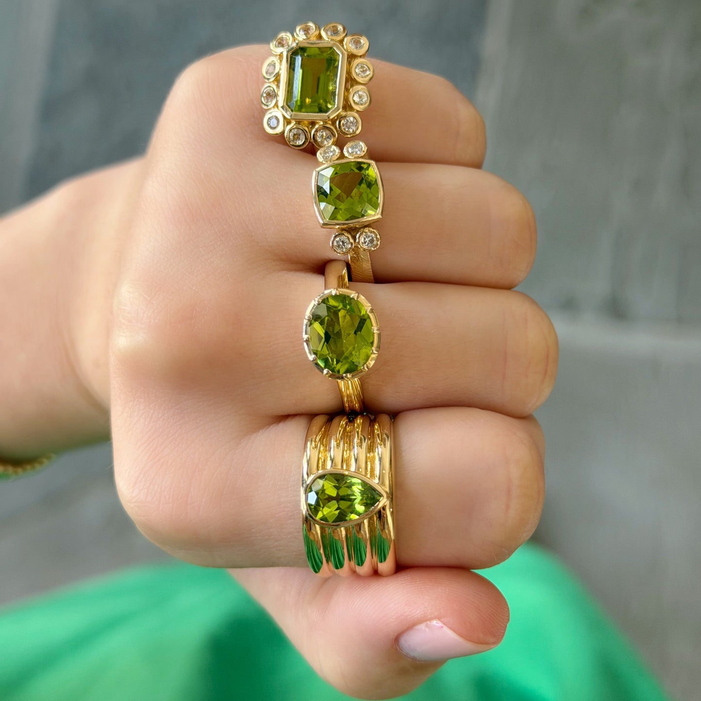 Peridot and Diamond Accent Ring