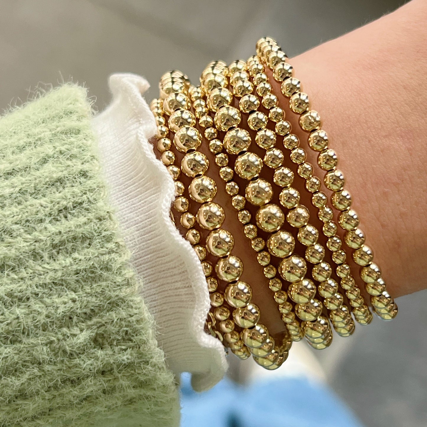 4mm Gold Bead Stretch Bracelet