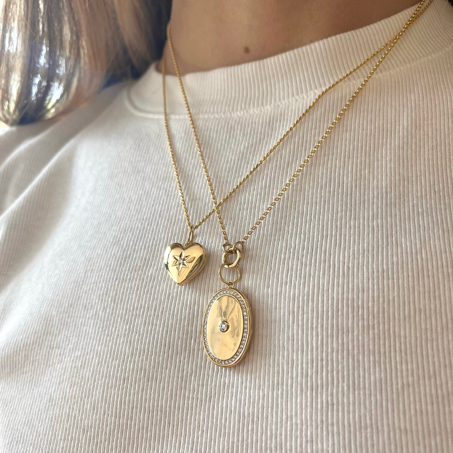 Gold and Diamond Oval Locket