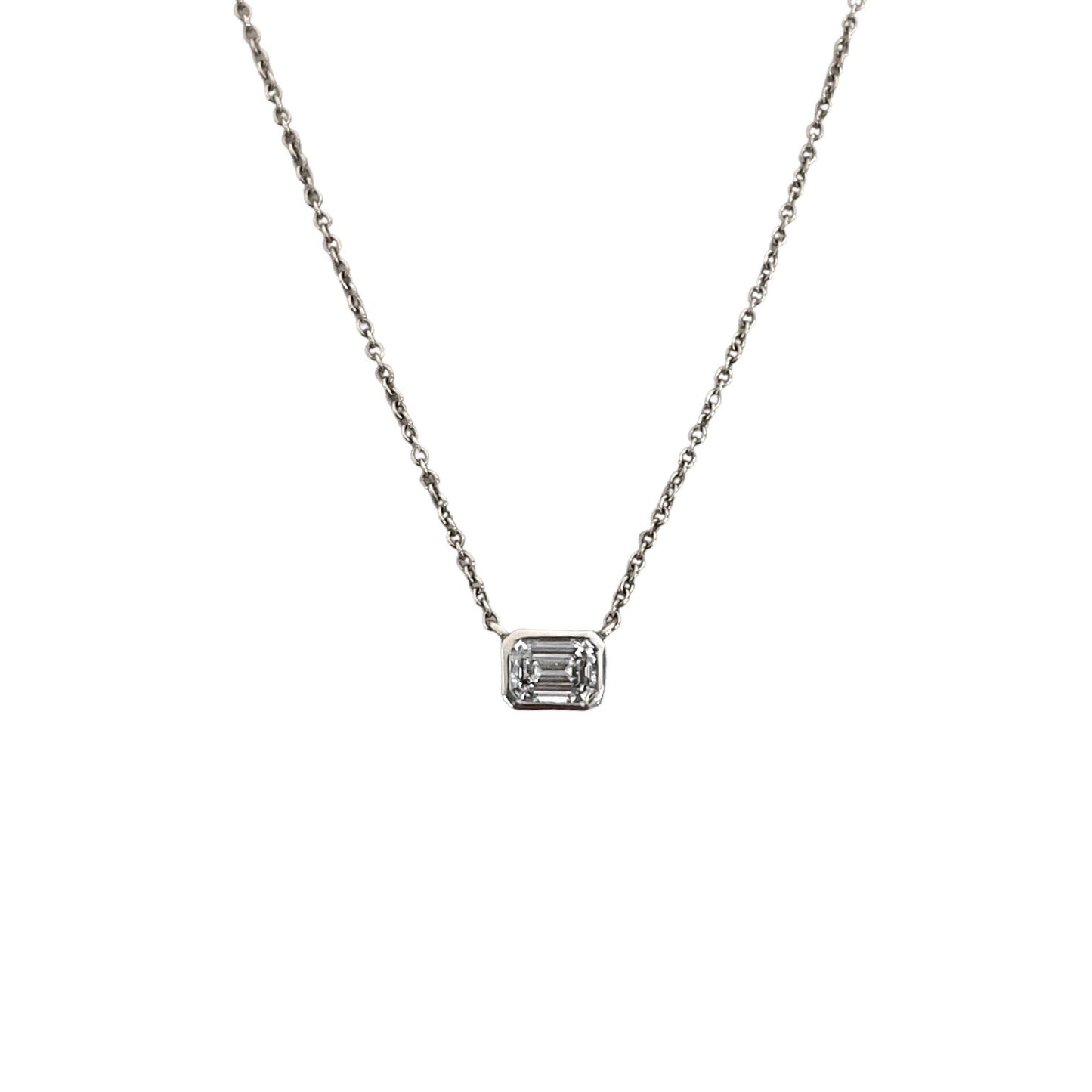 Emerald Cut Diamond Solitaire Necklace