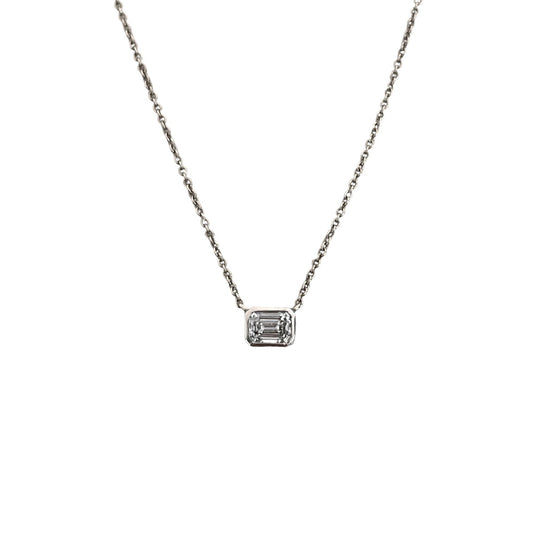 Emerald Cut Diamond Solitaire Necklace