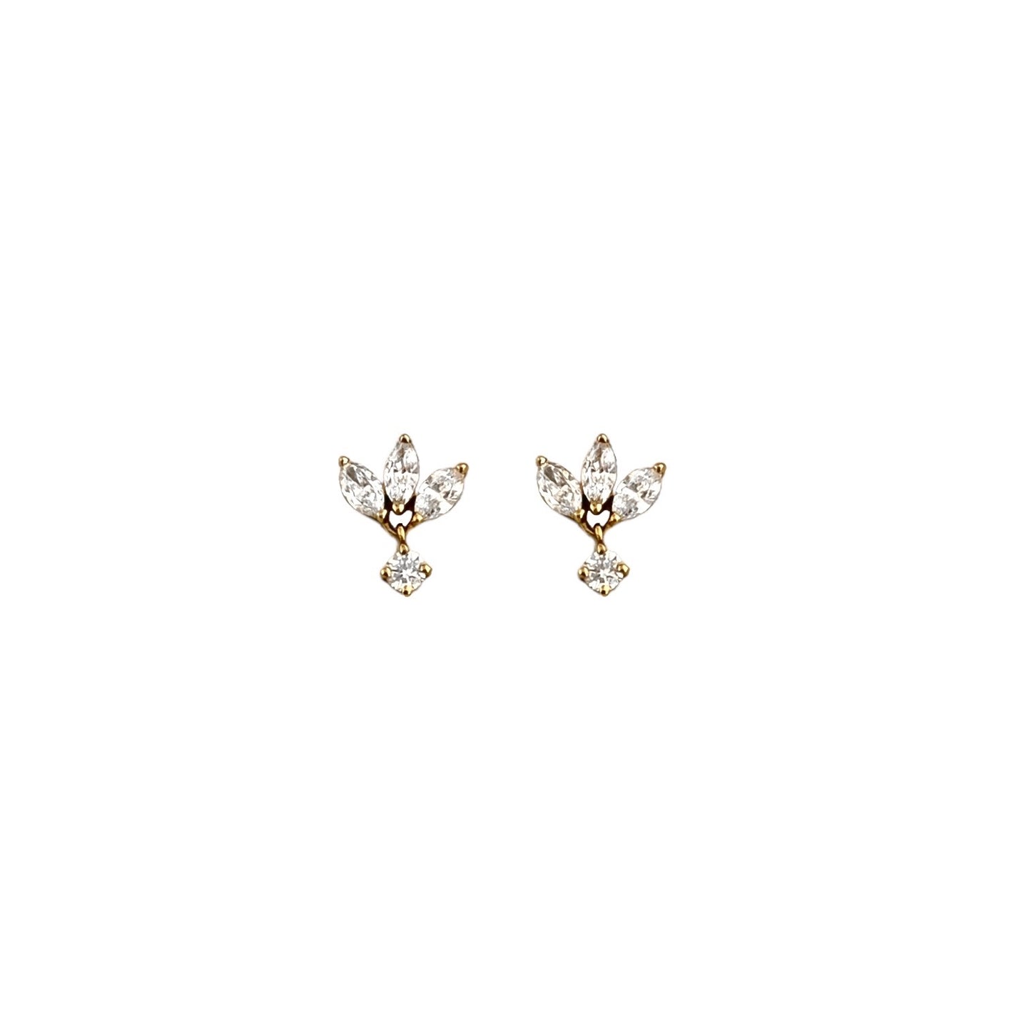Marquise & Round Diamond Dangle Stud Earrings