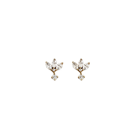 Marquise & Round Diamond Dangle Stud Earrings