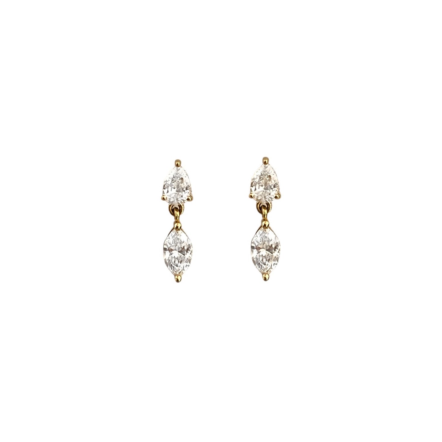 Marquise & Pear Diamond Dangle Stud Earrings