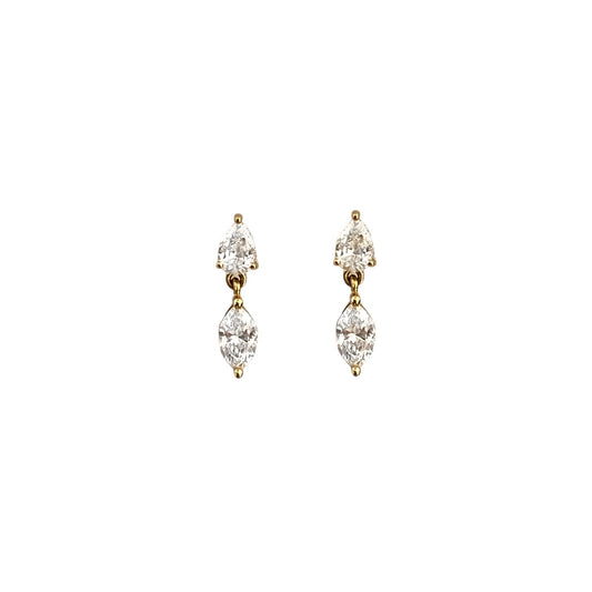 Marquise & Pear Diamond Dangle Stud Earrings