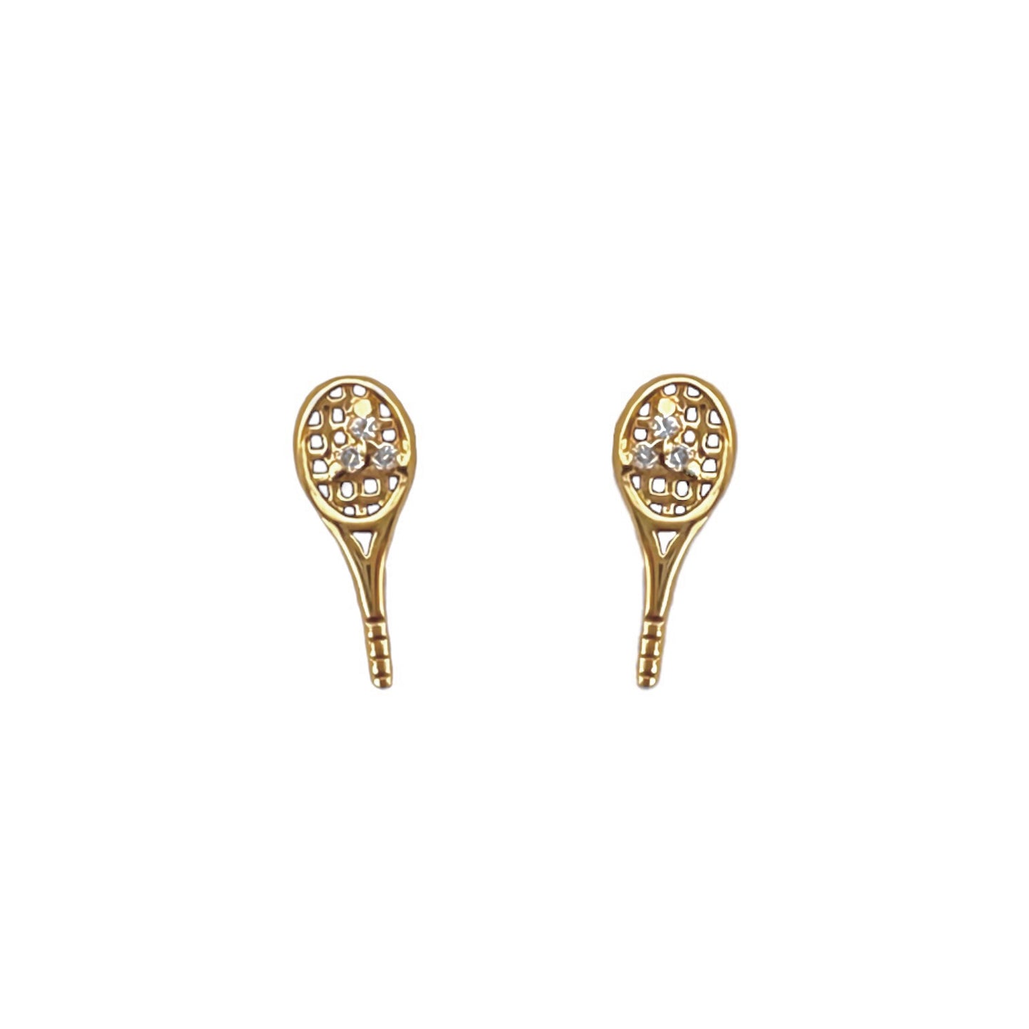 Diamond Tennis Racket Stud Earrings