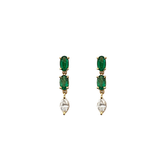 Emerald & Diamond Dangle Earrings