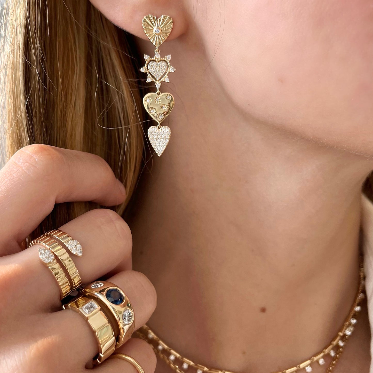 Multi Heart Drop Earrings