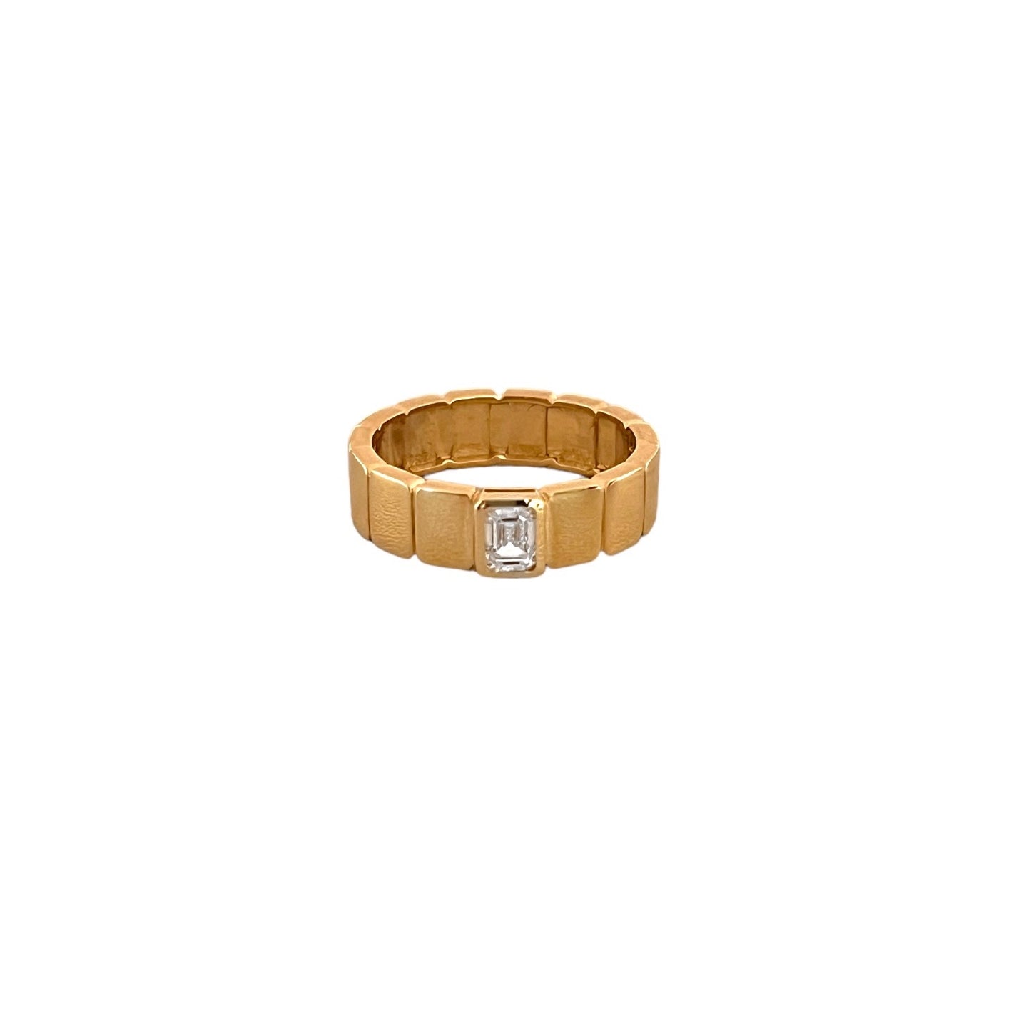Tile Ring with Emerald Cut Diamond