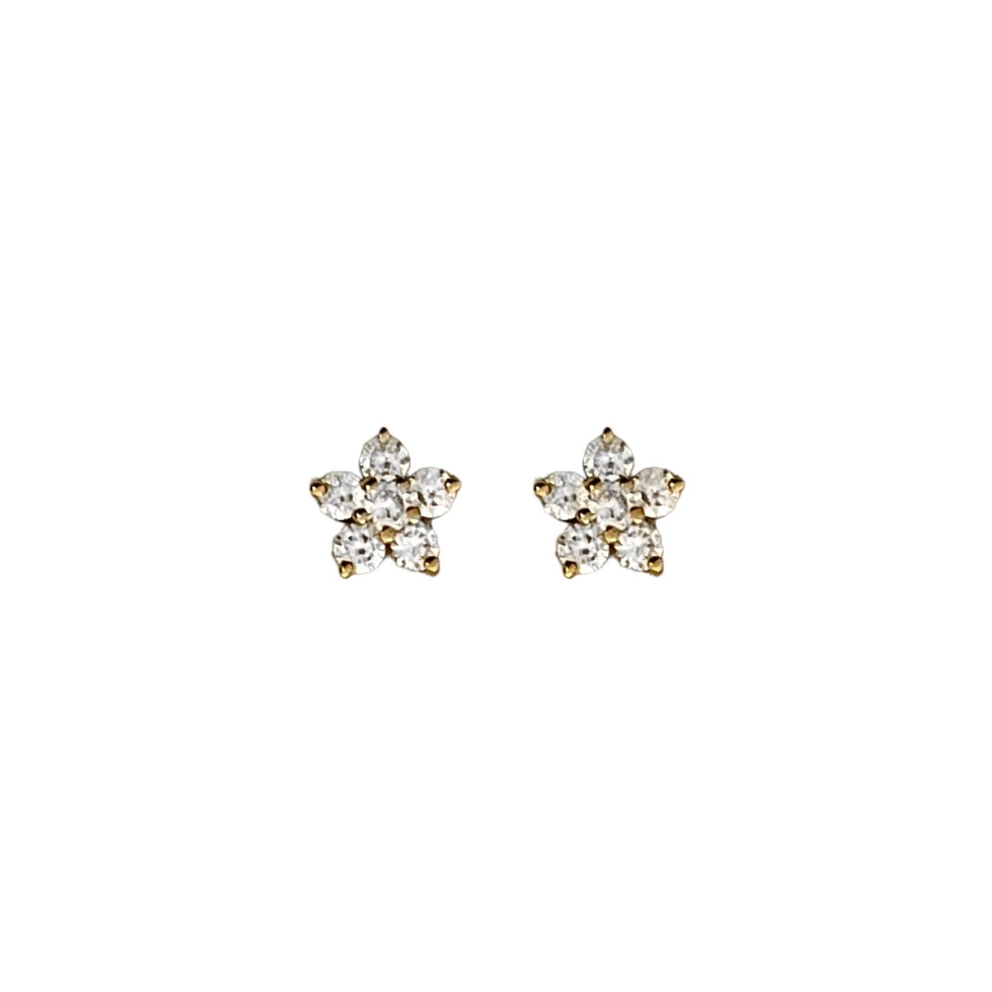 Five Petal Diamond Flower Stud Earrings