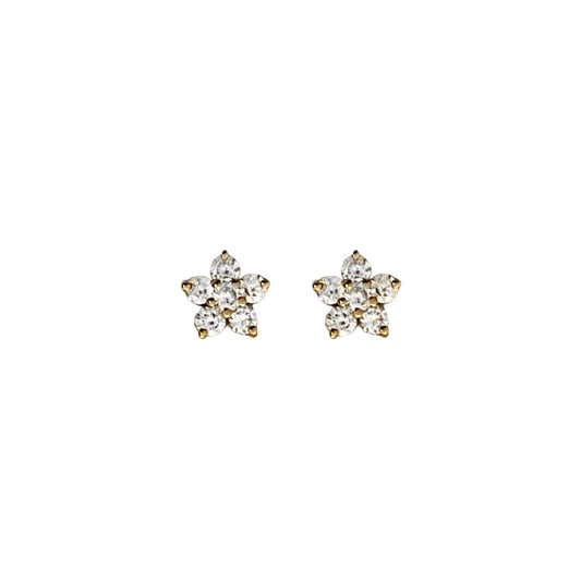 Five Petal Diamond Flower Stud Earrings
