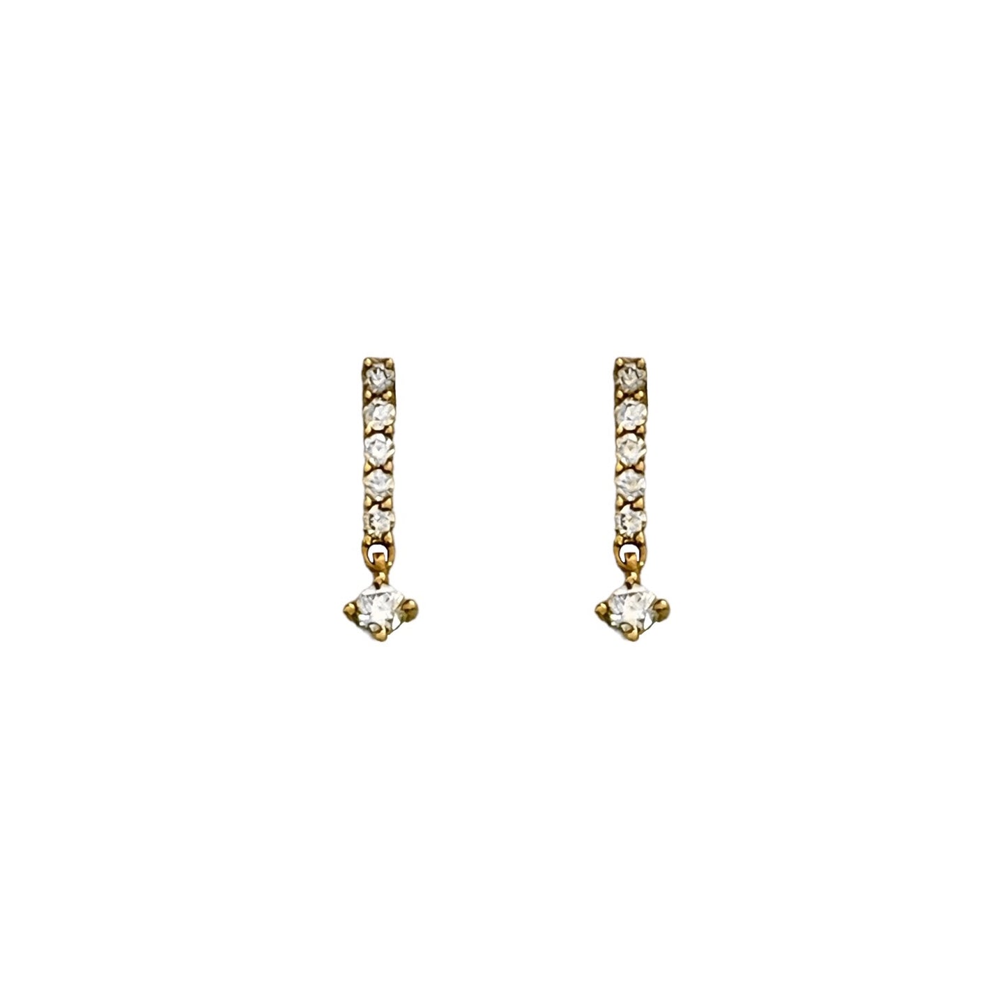 Linear Diamond Dangle Stud Earrings