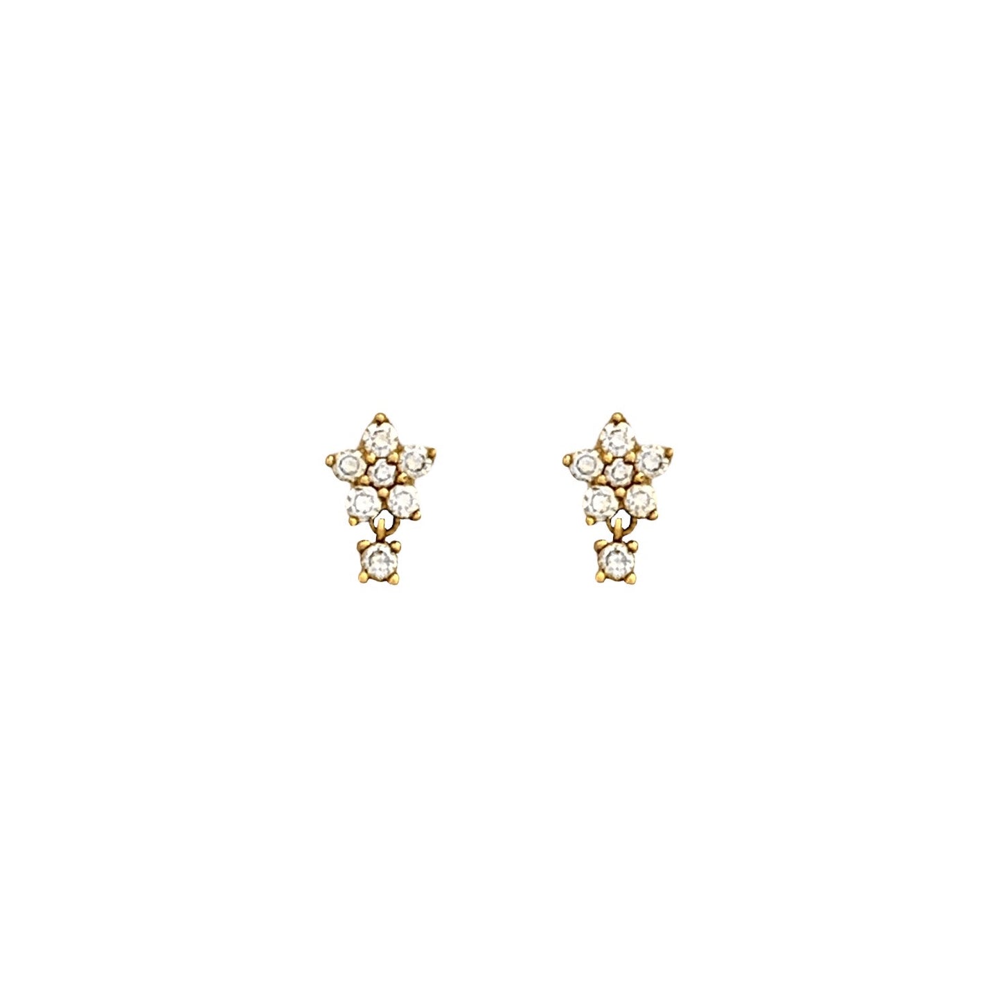 Diamond Flower Dangle Stud Earrings