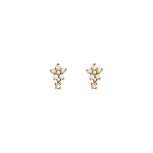 Diamond Flower Dangle Stud Earrings