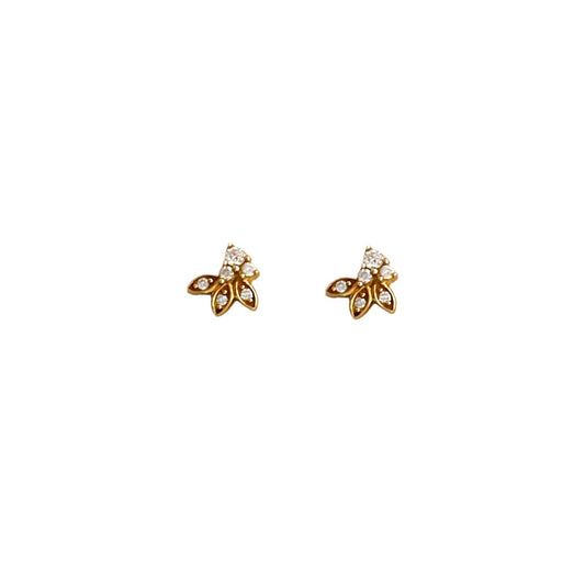 Diamond Trio Leaf Stud Earrings