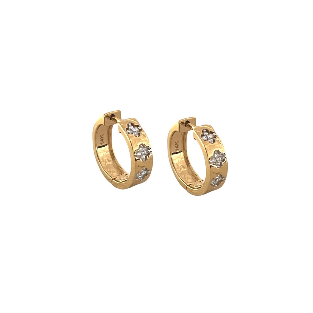 Wide Diamond Quad Hoop Earings