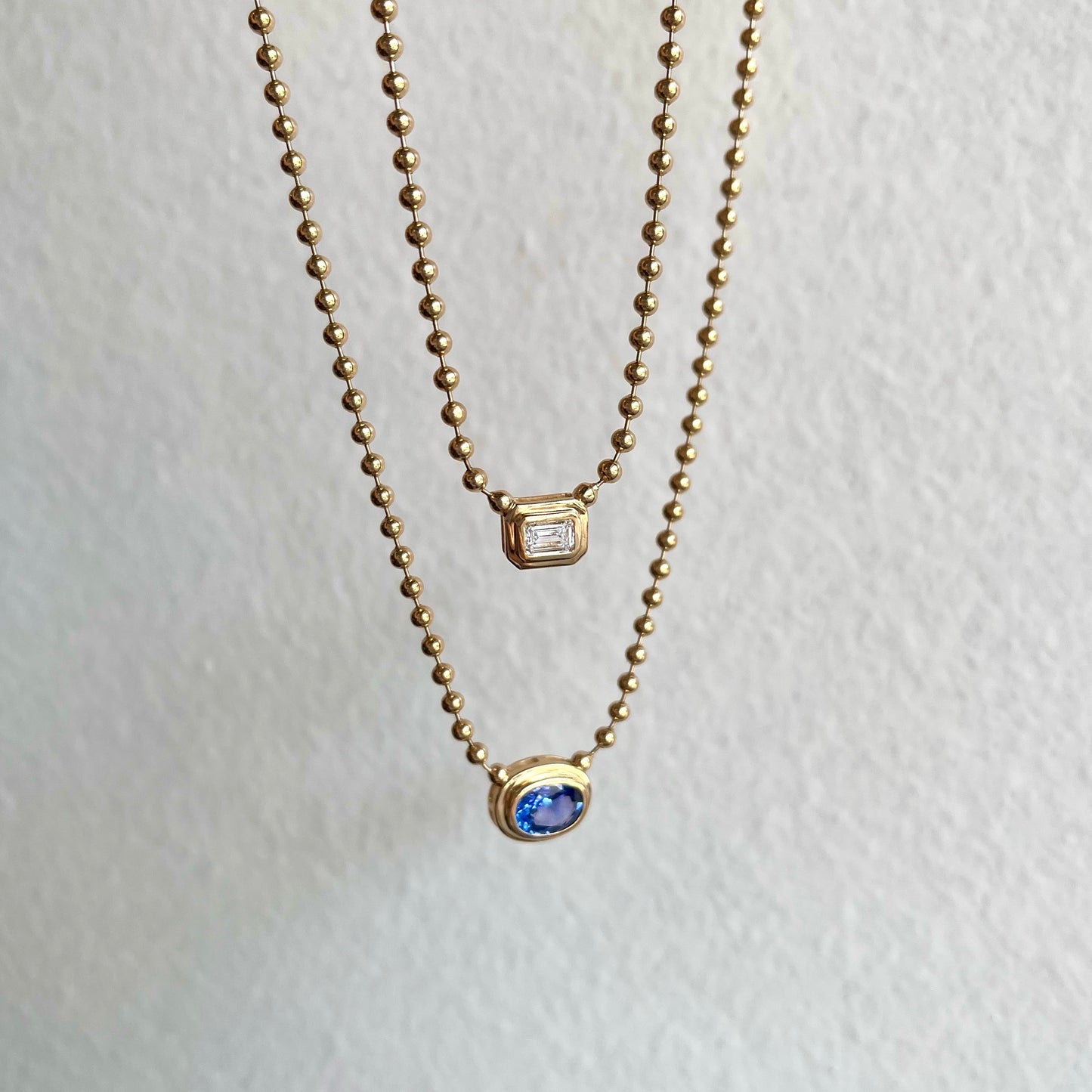 Oval Solitaire Sapphire on Ball Chain