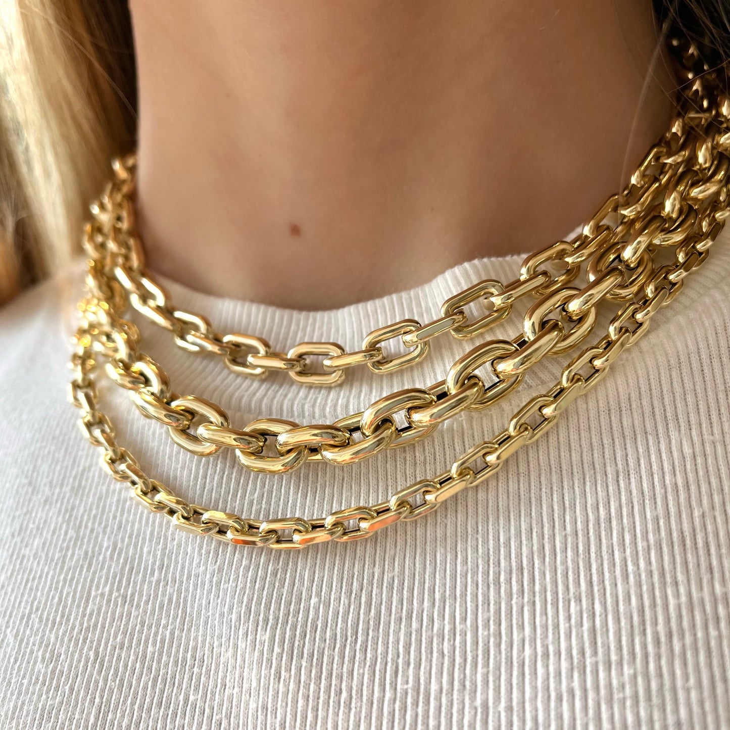 Bubble Oval Link Chain Necklace