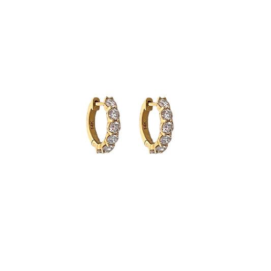 Shared Prong Diamond Huggie Earrings