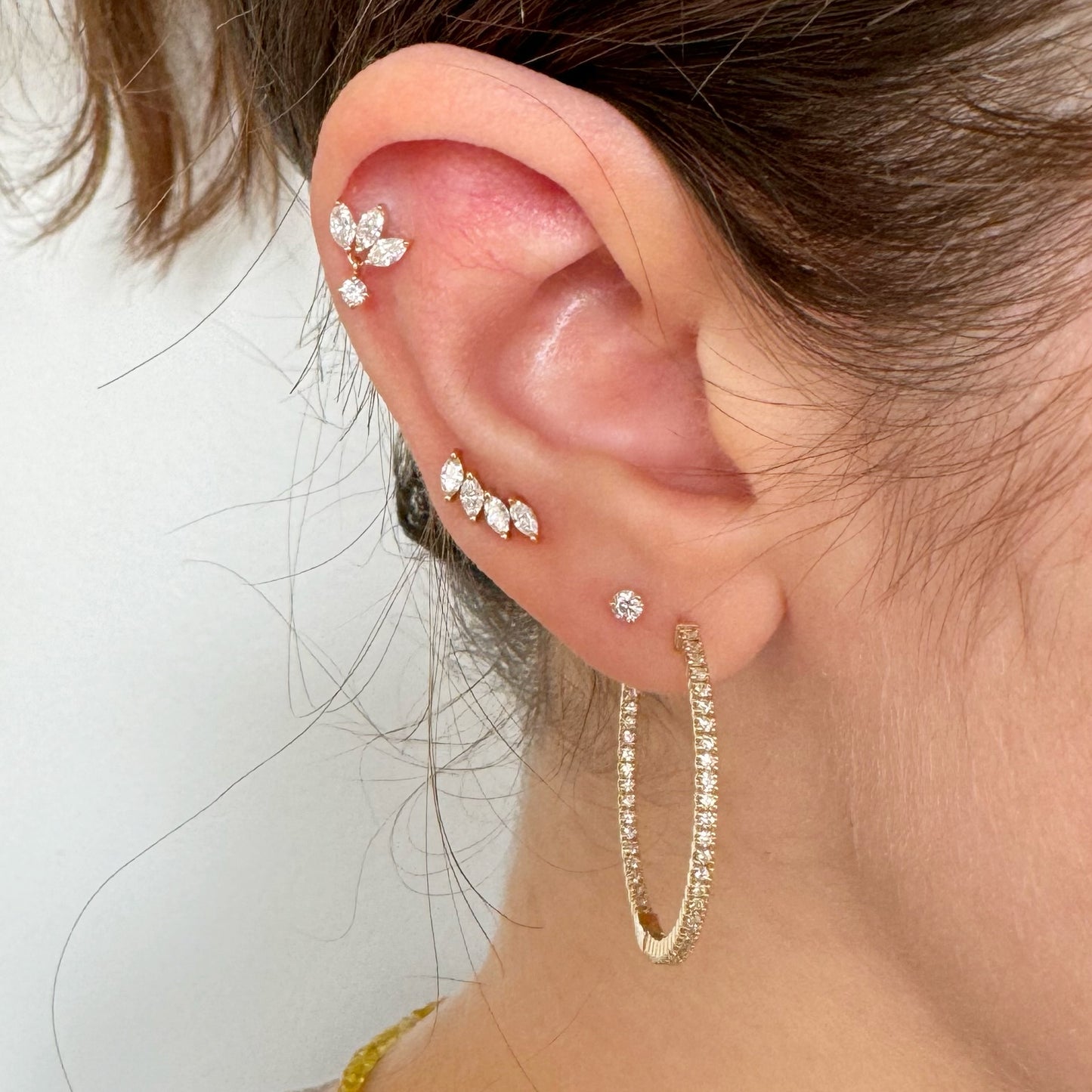 Inside Out Round Diamond Hoop Earrings