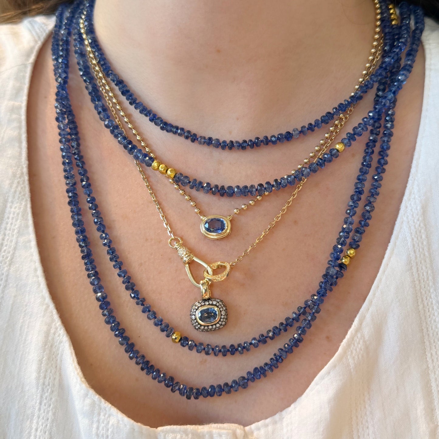 Oval Solitaire Sapphire on Ball Chain