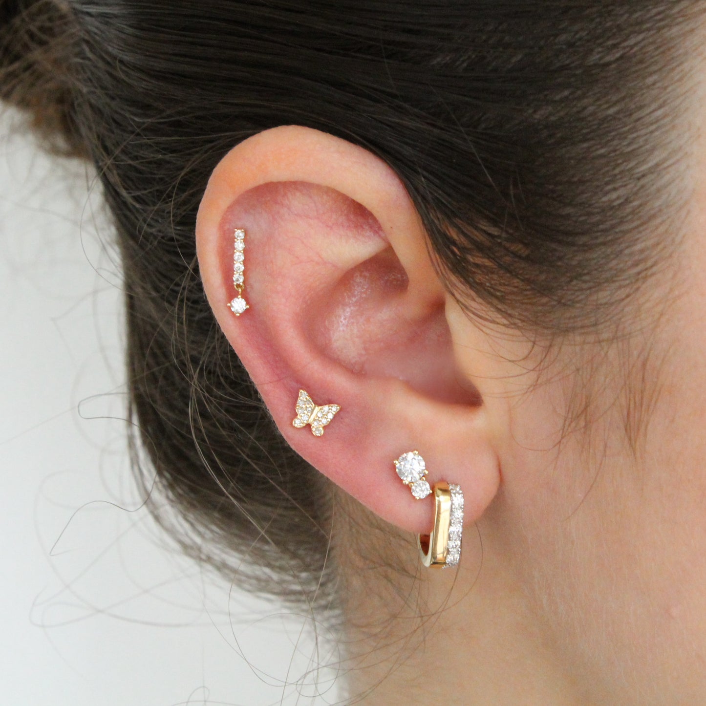 Linear Diamond Dangle Stud Earrings