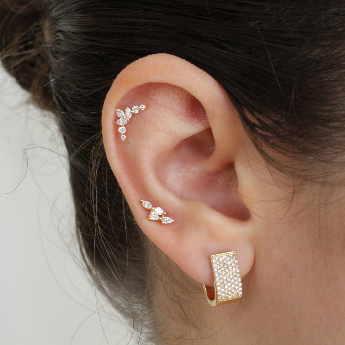 Marquise & Pear Diamond Cluster Stud Earrings