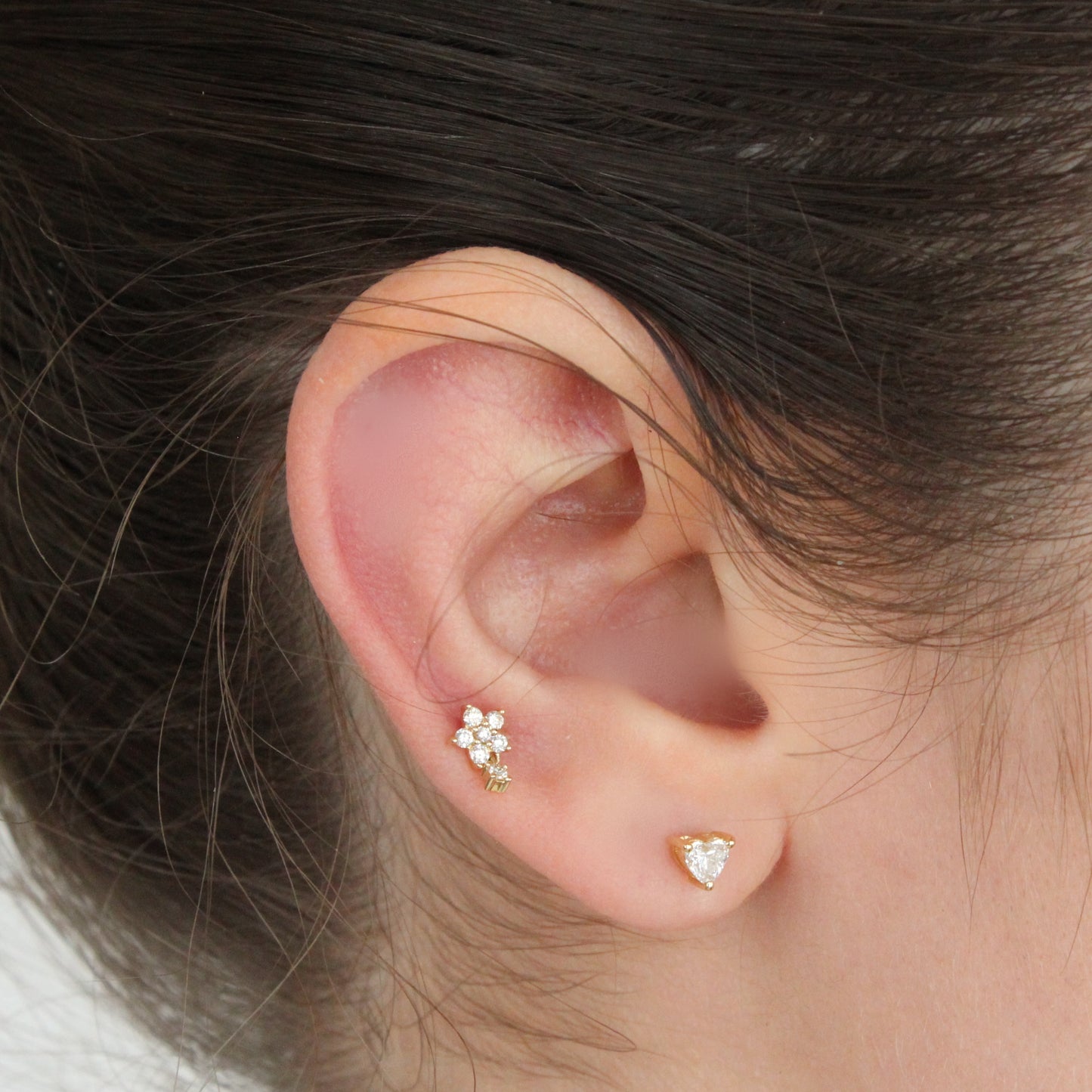 Diamond Heart Stud Earrings