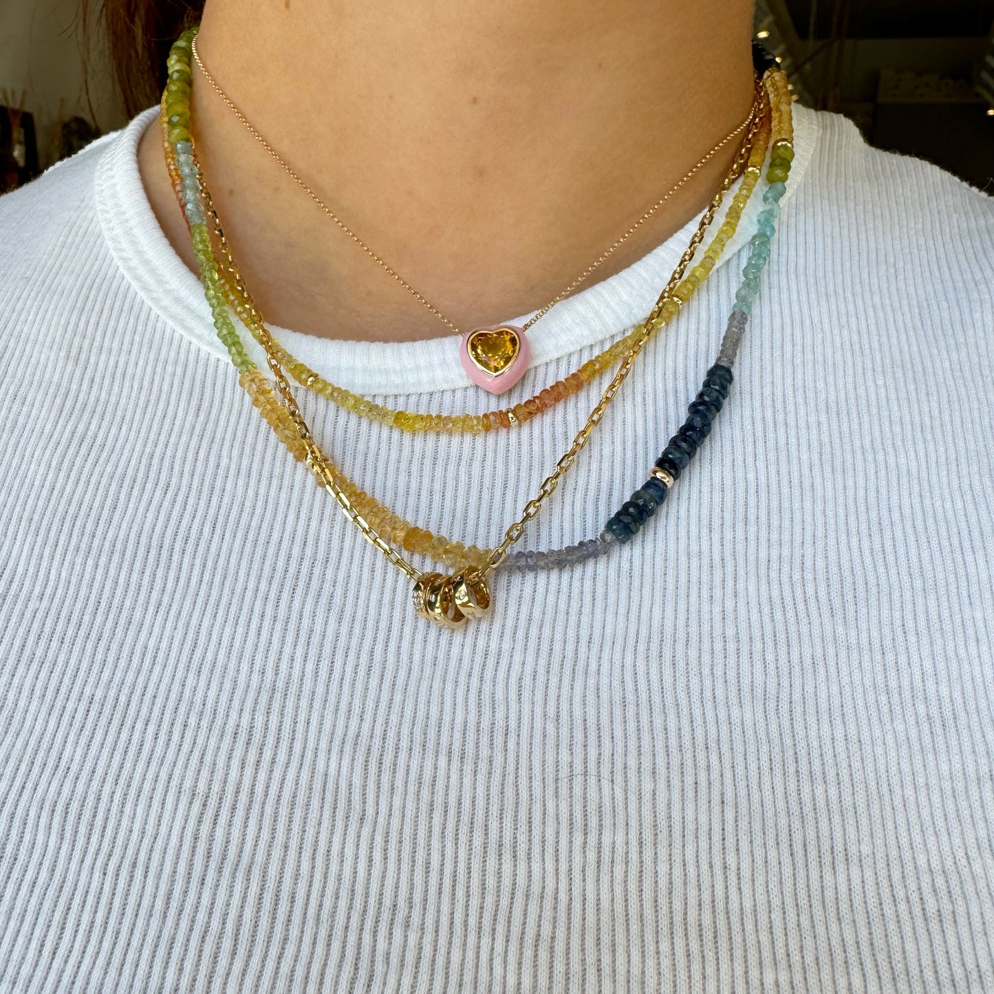 Mixed Gemstone & Gold Bead Necklace