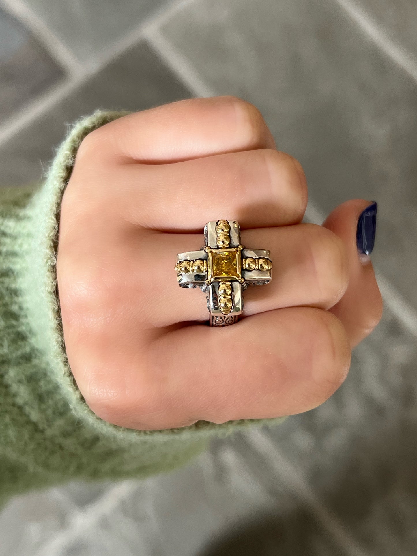 Mixed Metal Yellow Spinel Ring