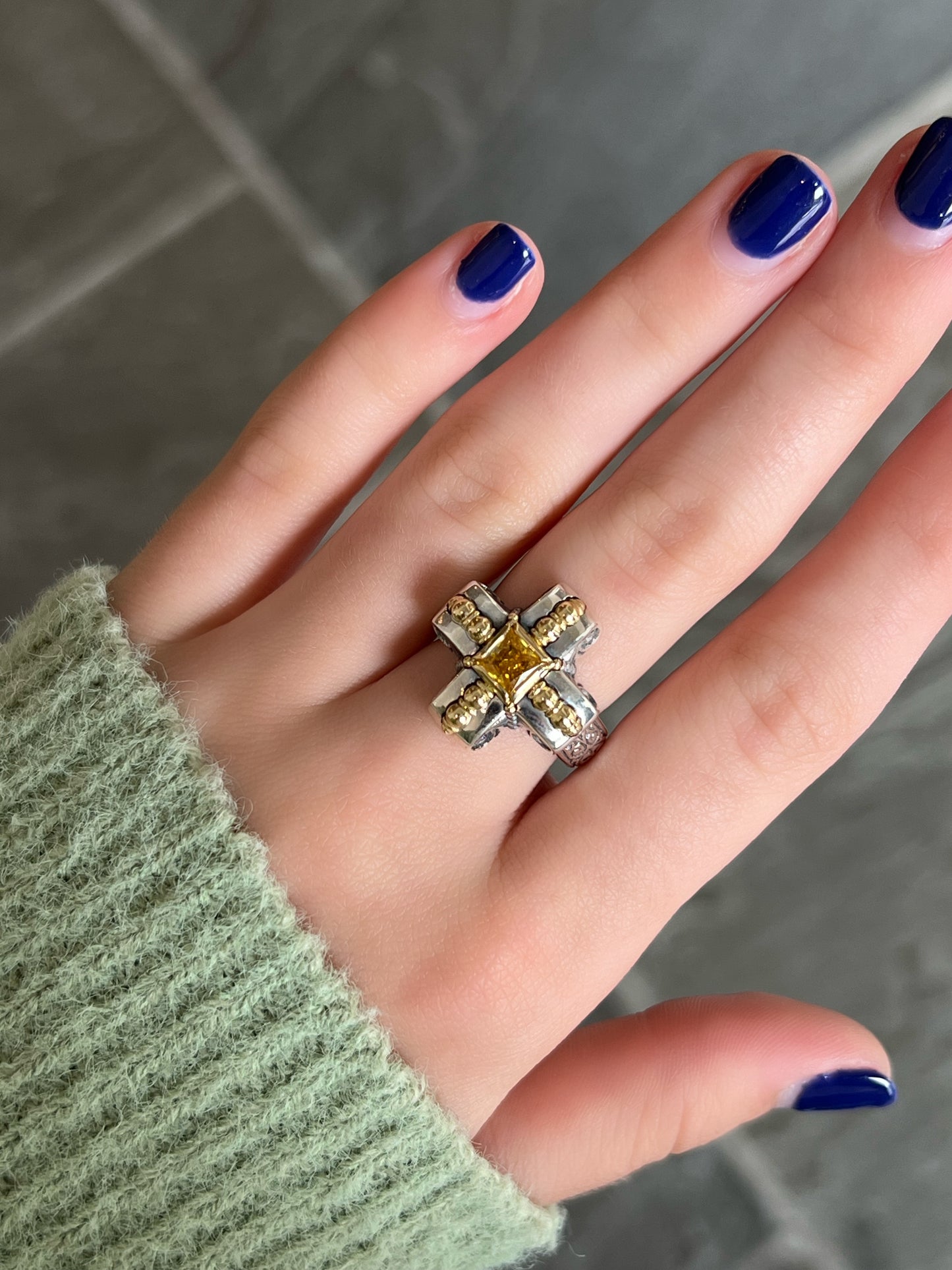 Mixed Metal Yellow Spinel Ring