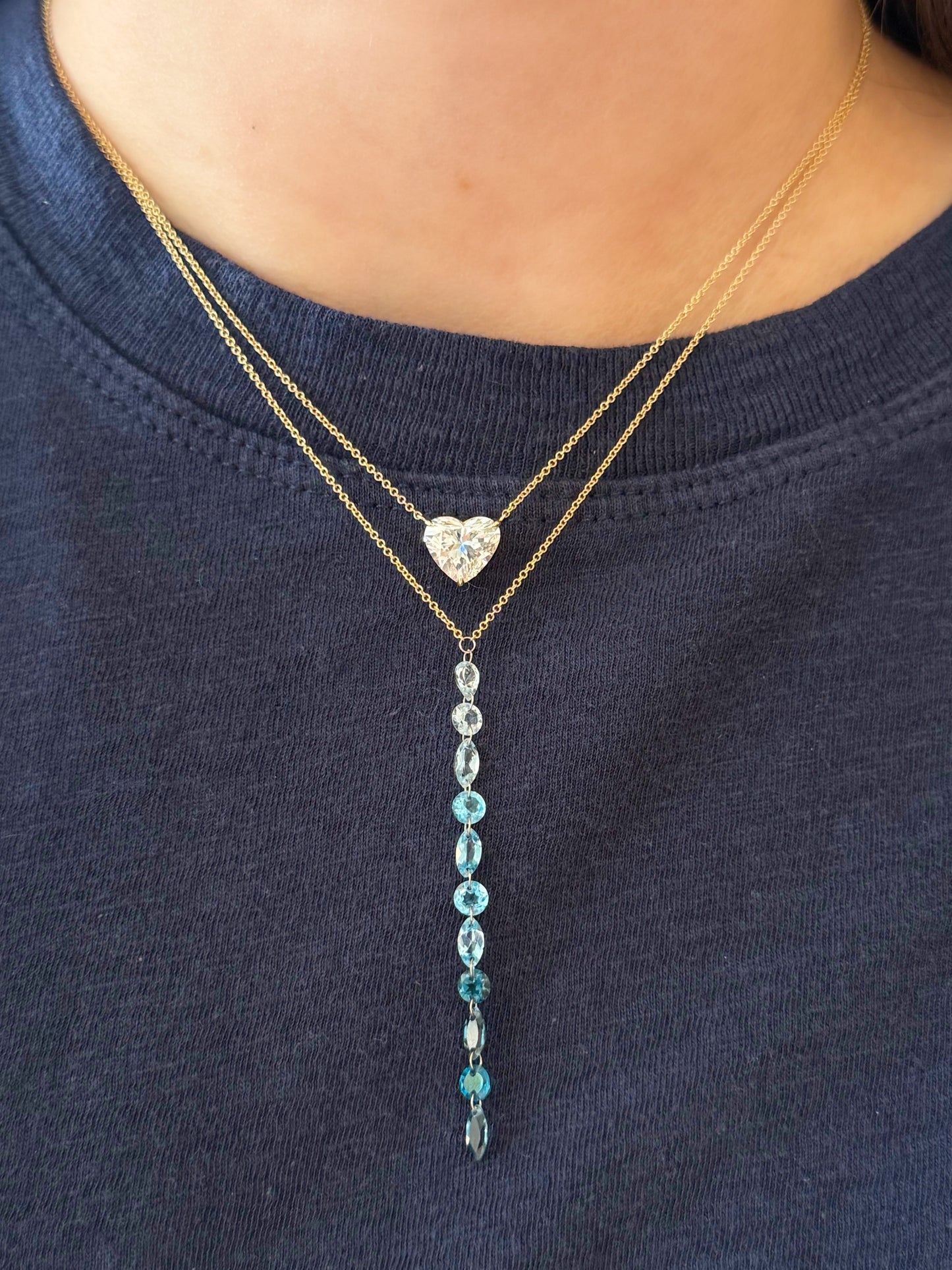 Ombre Blue Topaz Lariat Necklace