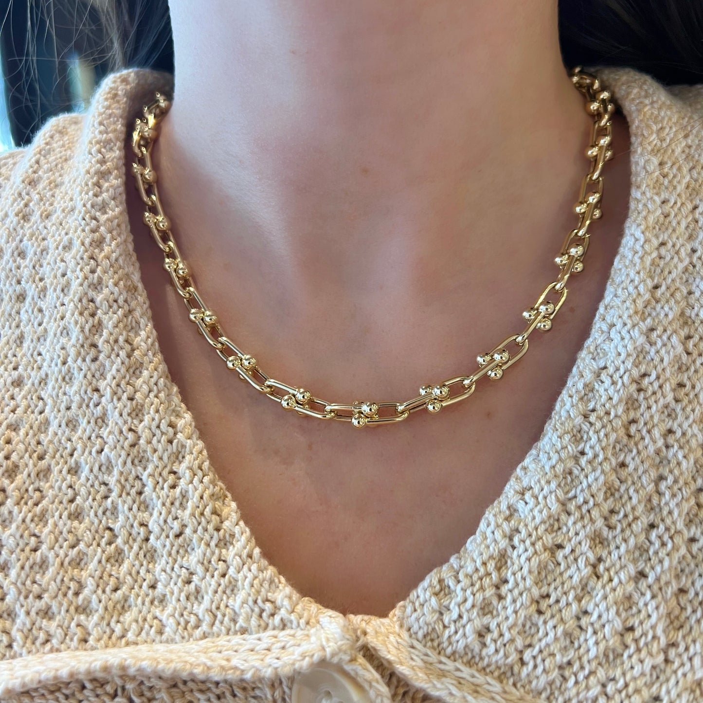 Equestrian Inspired Link Gold Necklace