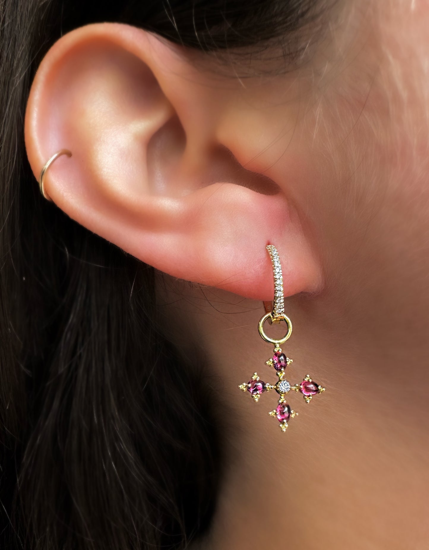 Rhodolite Garnet Cross Earring Charms