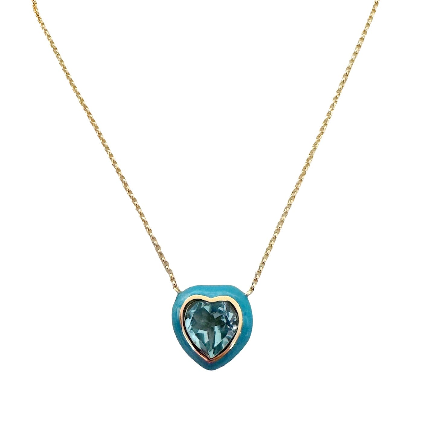Enamel & Topaz Heart Necklace